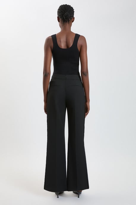 Compact Stretch Lace Mix Tailored Wide Leg Trouser - Image 3