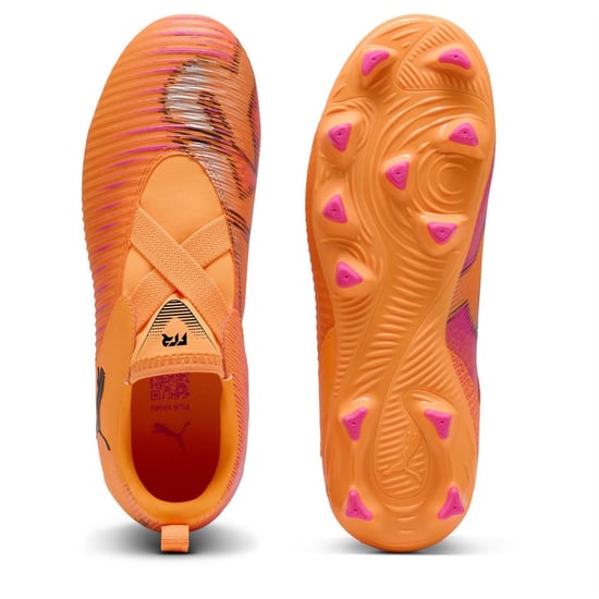 Boys Puma 8 Match Laceless Firm Ground Football Boots in Orange/Black - Image 3