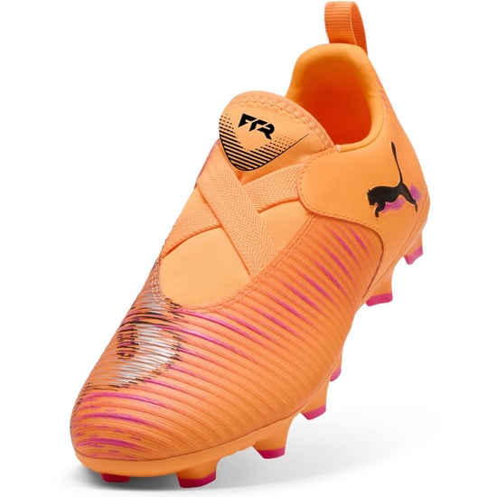 Boys Puma 8 Match Laceless Firm Ground Football Boots in Orange/Black - Image 6