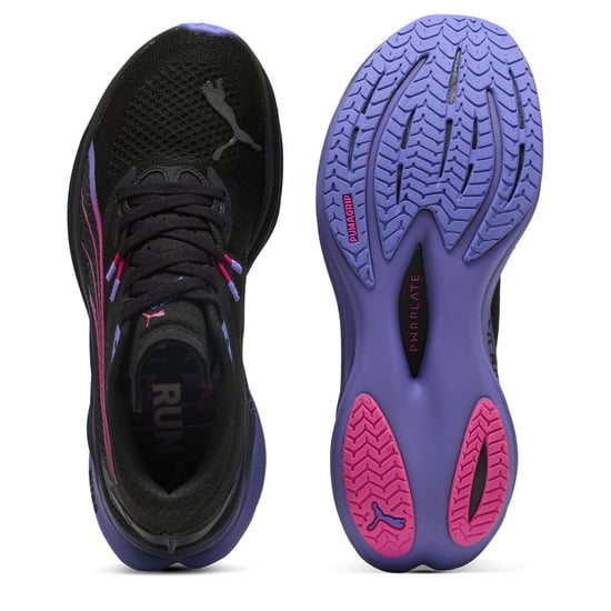 Women's Puma Deviate Nitro 3 Digitokyo Running Shoes in Black-Flurop - Image 3