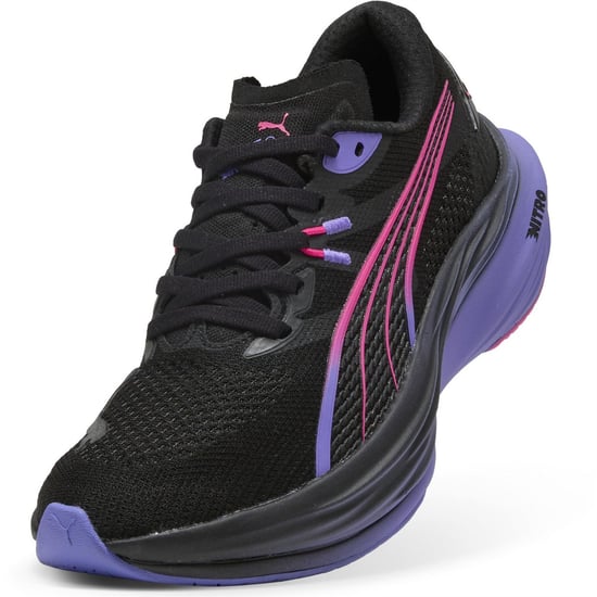 Women's Puma Deviate Nitro 3 Digitokyo Running Shoes in Black-Flurop - Image 6