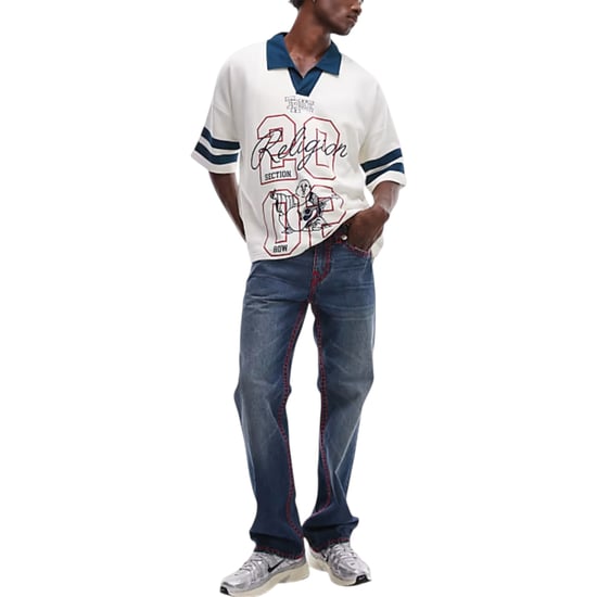 True Religion Mens Polo Shirts Oversized Contrast Collar Short Sleeve Sports Top - Image 3