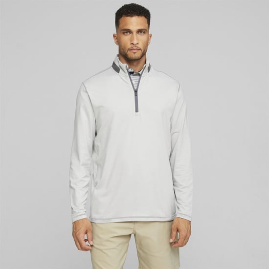 Men's Puma Lightweight Quarter Zip Jumper in Ash Gray/Slate - Image 3