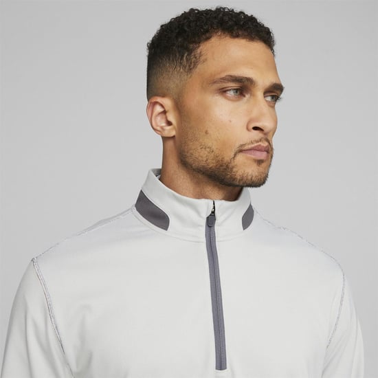 Men's Puma Lightweight Quarter Zip Jumper in Ash Gray/Slate - Image 5