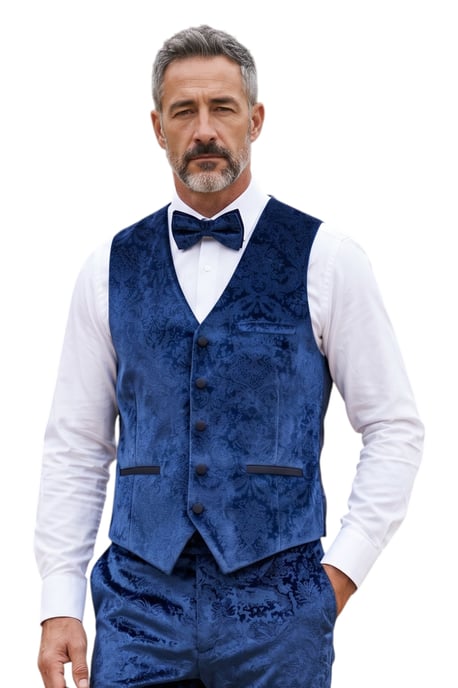 Heren blauw 3-stuks fluwelen trouw Tuxedo formeel pak - AK2 - Image 4