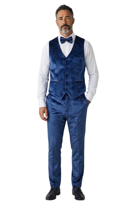 Heren blauw 3-stuks fluwelen trouw Tuxedo formeel pak - AK2 - Image 5