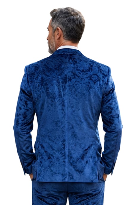 Heren blauw 3-stuks fluwelen trouw Tuxedo formeel pak - AK2 - Image 6
