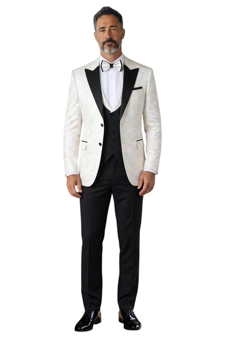 Heren Witte 4-delige Paisley Tailored Fit trouwpak - AK2 - Image 2