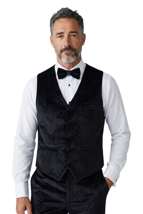 Heren zwart 3-delig fluwelen trouw Tuxedo formeel pak - AK2 - Image 4