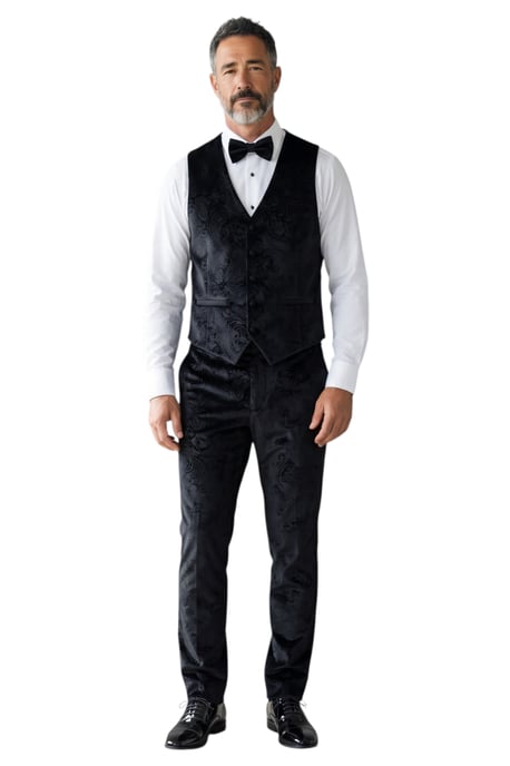 Heren zwart 3-delig fluwelen trouw Tuxedo formeel pak - AK2 - Image 5