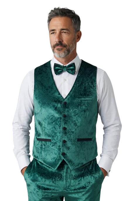 Heren Groen3 Delige fluwelen trouw Tuxedo formeel pak - AK2 - Image 4