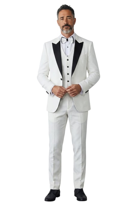 Heren Witte Fluwelen Trouw Tuxedo Formeel Pak 3 Stukjes Fluwelen Smoking - AK2 - Image 2
