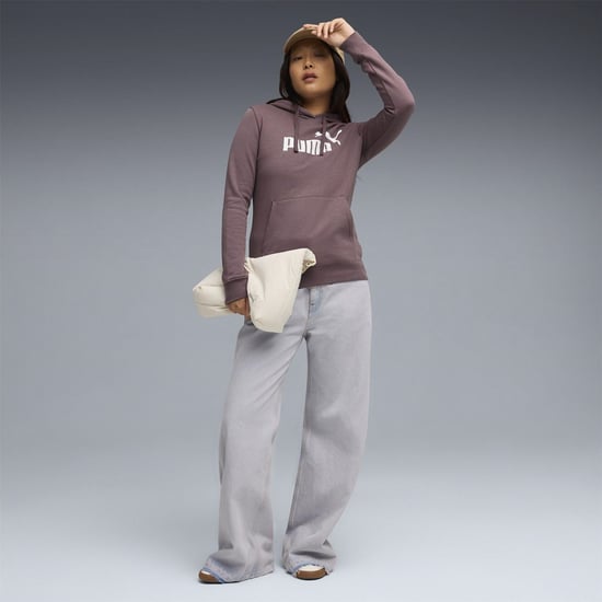 Women's Puma No. 1 Logo Tech Fleece Overhead Hoodie in Raisin - Image 5