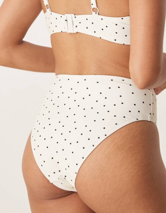 Peek & Beau mini polka dot high waist bikini bottom in cream and black - Image 3