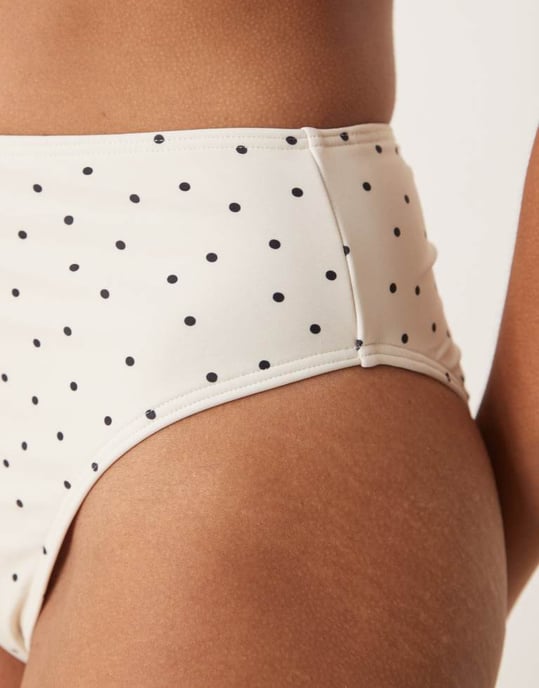 Peek & Beau mini polka dot high waist bikini bottom in cream and black - Image 4