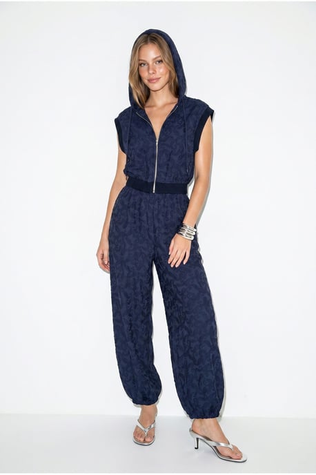 Patterned Hooded Vest And Wide-Leg Trousers Set - Image 3