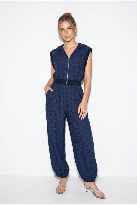Patterned Hooded Vest And Wide-Leg Trousers Set - Image 4