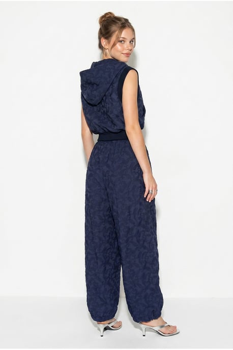 Patterned Hooded Vest And Wide-Leg Trousers Set - Image 5