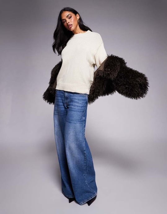 Princess Polly Harmony balloon sleeve slouchy jumper in beige - Image 4