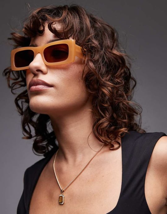 Topshop Premium Zanzibar rektangulära acetatsolglasögon i karamell - Image 1