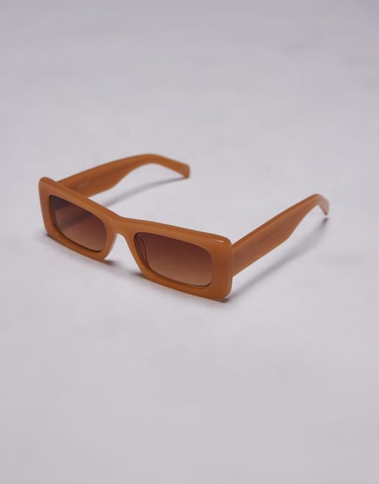 Topshop Premium Zanzibar rektangulära acetatsolglasögon i karamell - Image 2