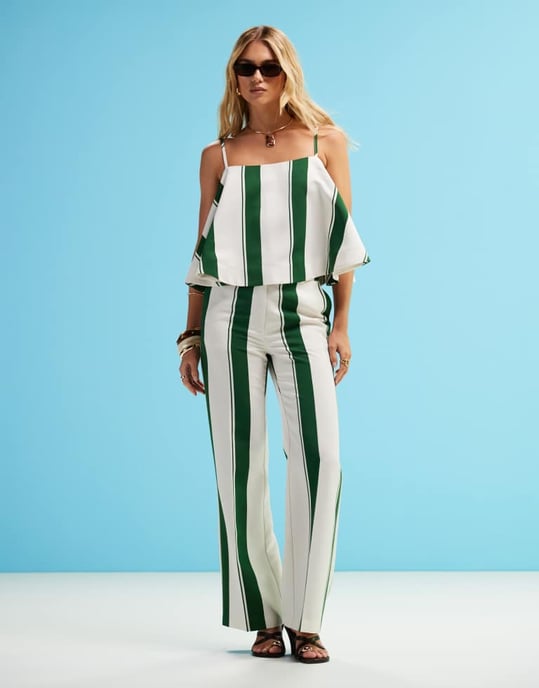 ASOS DESIGN skräddarsydd bandeau koord topp i solstol-rand - Image 2