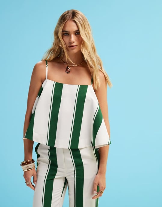 ASOS DESIGN skräddarsydd bandeau koord topp i solstol-rand - Image 3