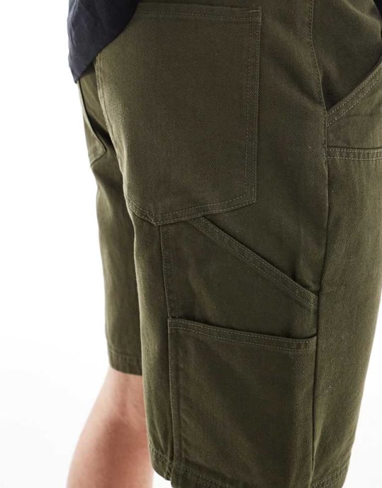 Another Influence relaxed fit carpentar shorts in khaki - Image 4
