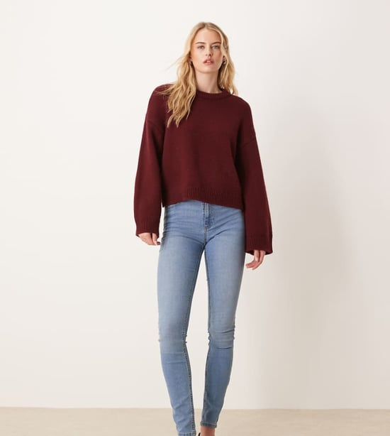JDY Hög midja smala jeans i mellanblå - Image 1