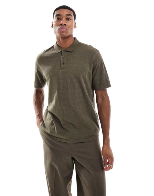 Another Influence short sleeve polo shirt in khaki - Image 1