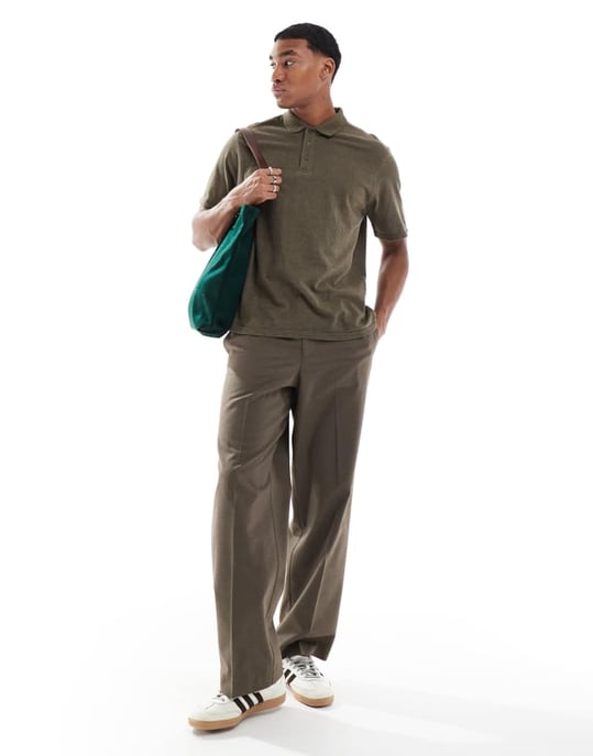 Another Influence short sleeve polo shirt in khaki - Image 4