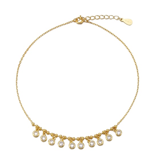 CZ gem charm adjustable anklet Gold Plate - Image 1