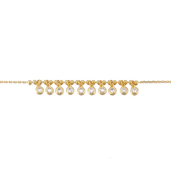 CZ gem charm adjustable anklet Gold Plate - Image 3