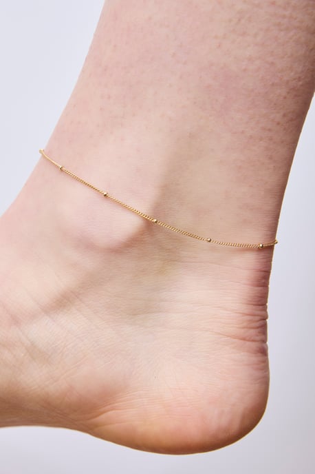 Gold plated Sterling Silver Beaded Anklet - Image 3