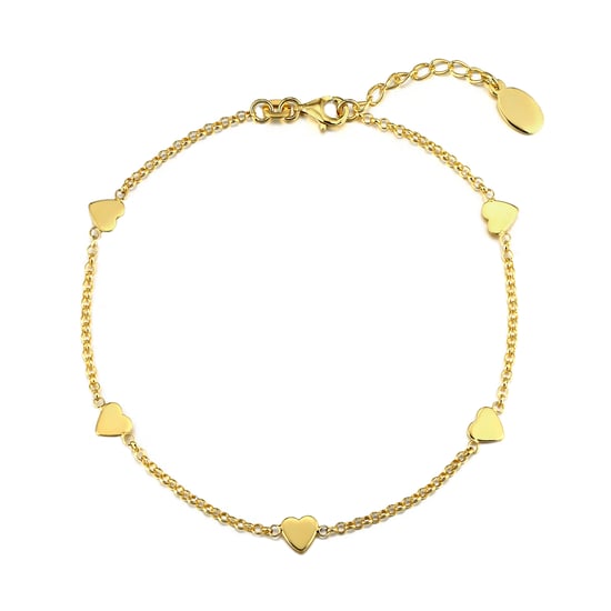 Heart Charm Anklet Available in gold plated, rose gold plated and sterling silver Gold Plate - Image 1