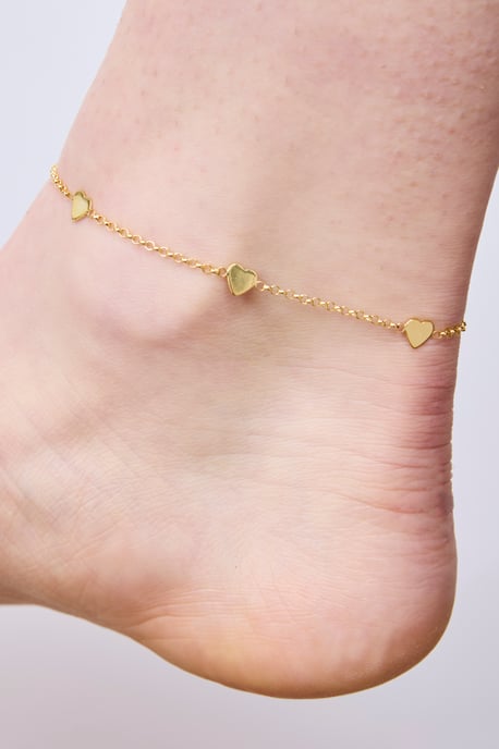 Heart Charm Anklet Available in gold plated, rose gold plated and sterling silver Gold Plate - Image 3