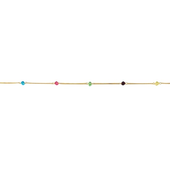 Gold Plated Sterling Silver Multi Bead Curb Chain Anklet - Image 3