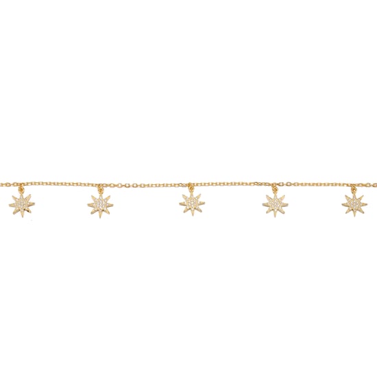 White CZ star charm adjustable anklet Gold Plate - Image 3