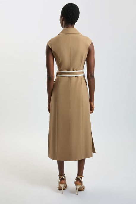 Double Breasted Belted Tipped Tailored Midi Dress - Image 3