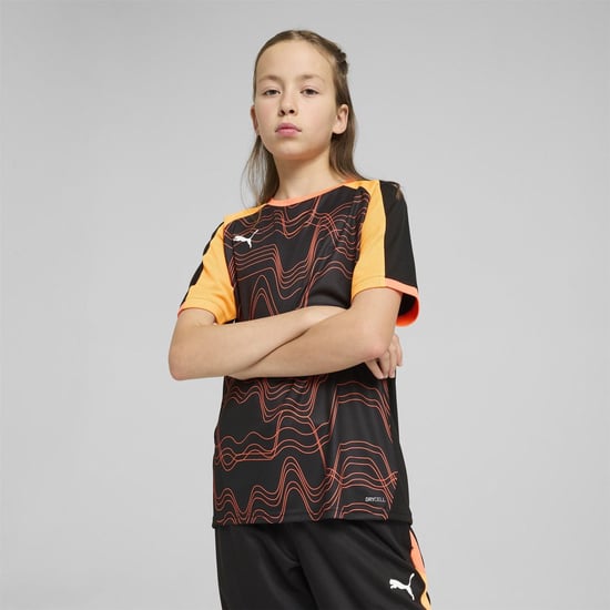 Boys Puma Individualliga Graphic Jersey Jr T-Shirt Unisex Kids in Black-Glowing - Image 3