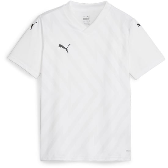 Boys Puma Teamglory Jersey Jr T-Shirt Unisex Kids in Wht-Blk-FthrGry - Image 1