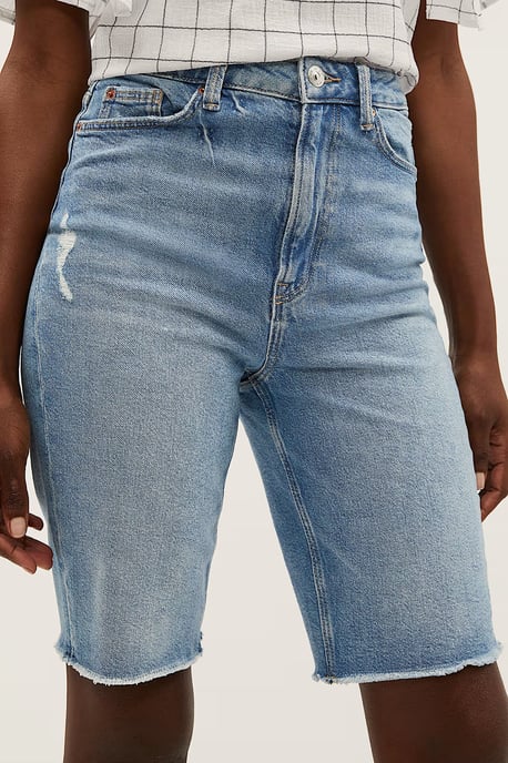 Denim Distressed Knee Shorts - Image 3