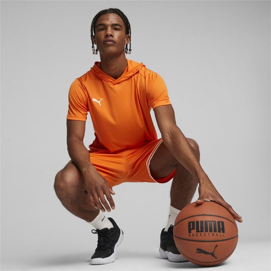 Men's Puma Hoops Team Short Sleeve Performance T-Shirt in Golden Poppy - Image 4