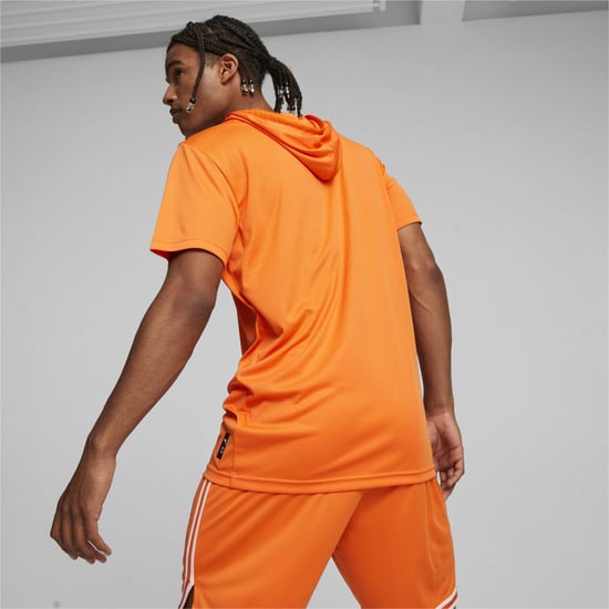 Men's Puma Hoops Team Short Sleeve Performance T-Shirt in Golden Poppy - Image 5