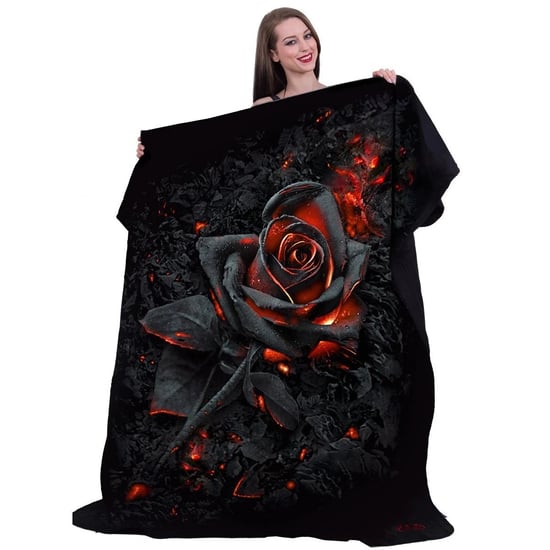 Spiral Fleece Burnt Rose dubbelzijdige deken (Zwart) - Image 2