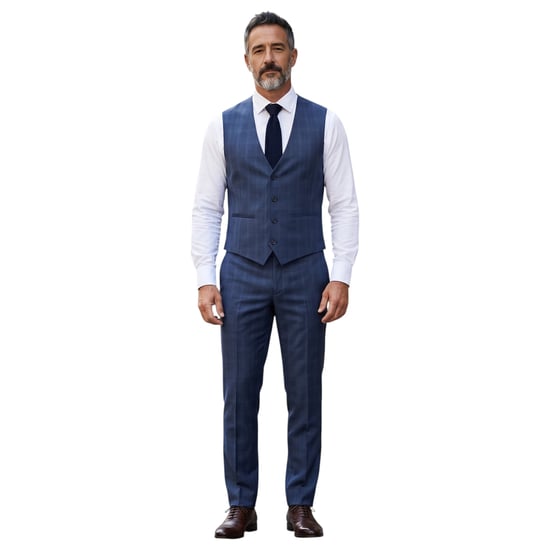 Herenpak in blauw Prince of Wales-ruitpatroon, driedelig, op maat gemaakt - IM31 - Image 5