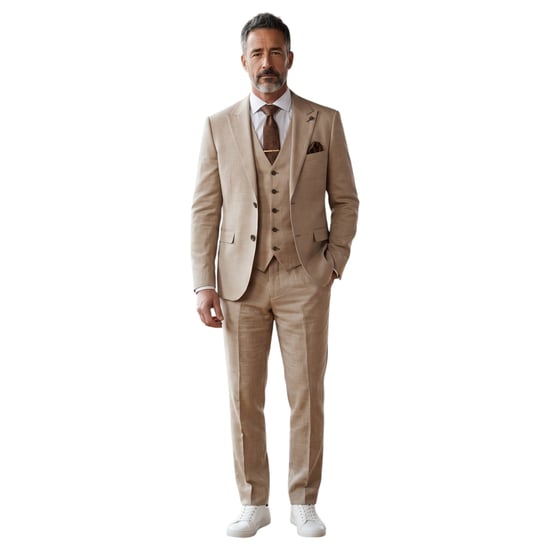 Herenpak (3-delig) in beige, getailleerd, formeel - Kurt - Image 3