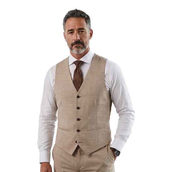 Herenpak (3-delig) in beige, getailleerd, formeel - Kurt - Image 5
