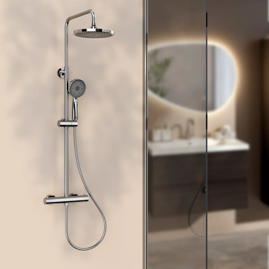 Mirlux Regendouche luno chroom met thermostaatkraan 22 cm - Image 4