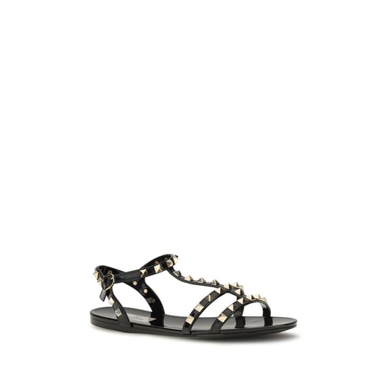 Valentino Garavani Black Rubber Flat Sandals - Image 2